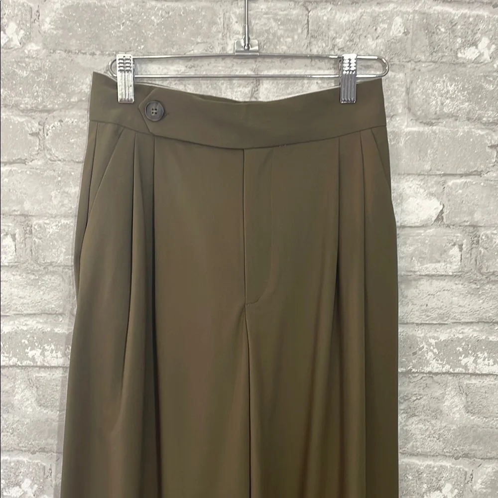 Zara Olive Green High-Waisted Trousers